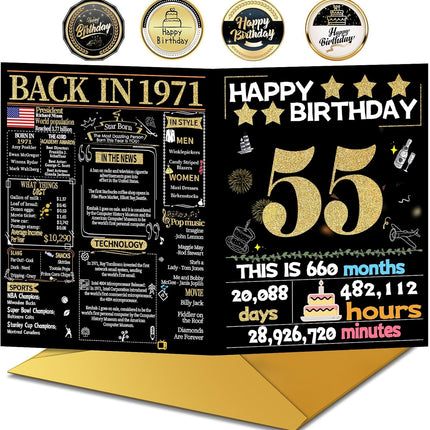 55th Birthday Card with Envelope - Back in 1971