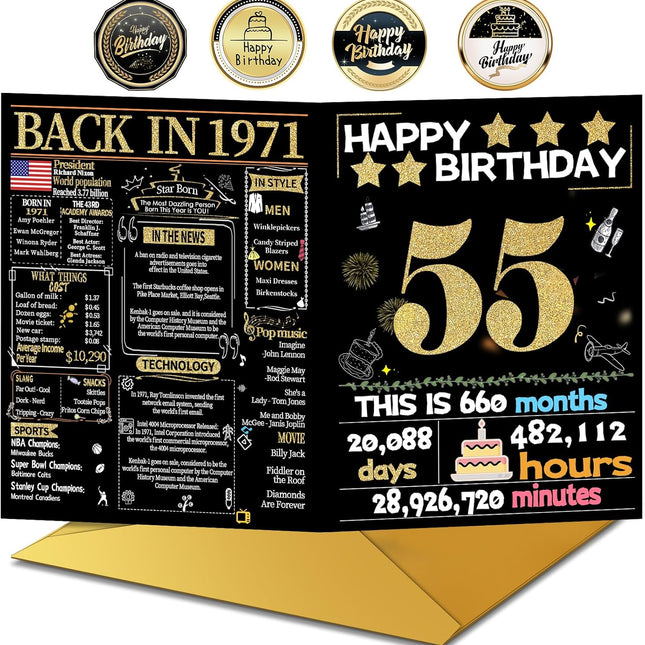 55th Birthday Card with Envelope - Back in 1971