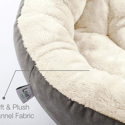 Round Donut Cat and Small Dog Cushion Bed, 20 in, Gray