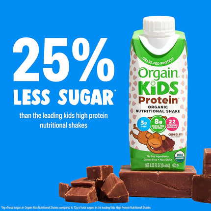Organic Kids Chocolate Dairy Protein Shakes, 8g Protein, Pack of 12