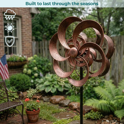 63-Inch Copper Metal Double-Sided Outdoor Wind Spinner