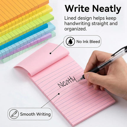 SourcetoHome (9 Pack) BOKUGE Lined Sticky Notes 4x6 in, Strong Adhesive Self Stick Note Pads, Sticky Notes with Lines, 9 Colorful Options, Perfect for Office, Classroom, Task Reminders, Smooth Writing - General - detail view 2