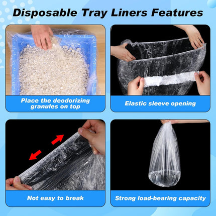 100-Pack Large Clear Disposable Bird Cage Liners, 34 x 22 Inch Waterproof Plastic Tray Film