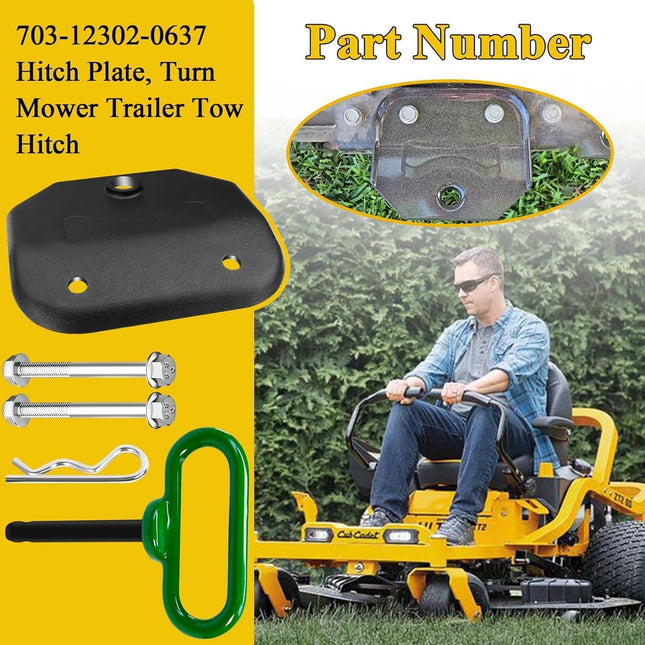 Hitch Plate with 1/2" Pin, R Clip, 2 Pcs Bolts & Nuts, Universal Heavy Duty Zero Turn Mower Trailer Hitch