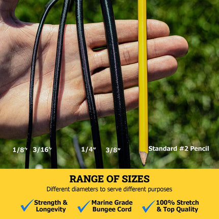 Marine Grade 100% Elastic Bungee Cord