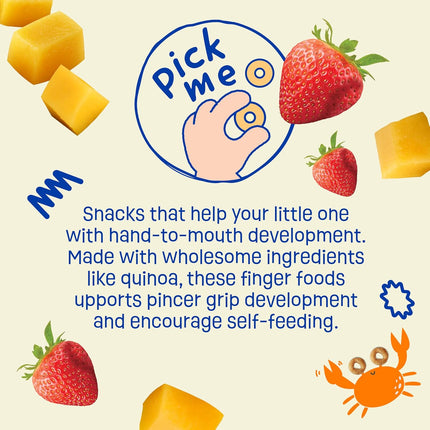 Organic Melty Hoops Baby Snacks, Strawberry & Mango, 8 Months+, 0.32 oz Bags, Pack of 4