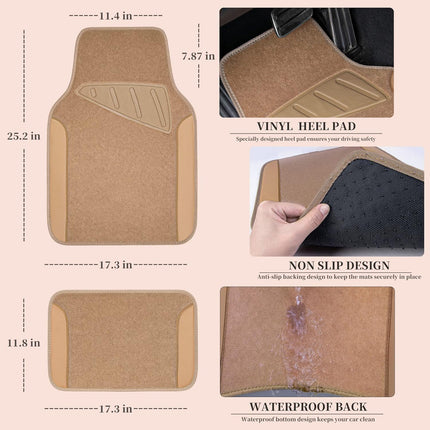 DriveForge ForjaRuta CAR PASS Beige Leather & Waterproof Car Carpet Floor Mats — Auto & Moto