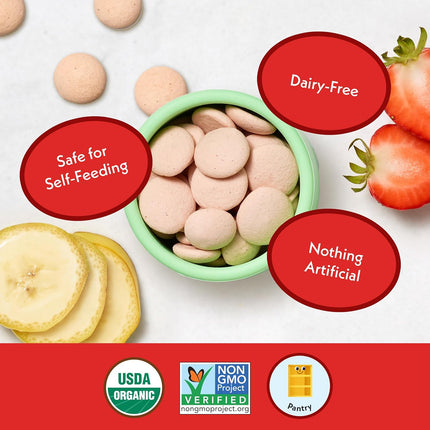 Organic Strawberry Banana Coconut Melts with Probiotics, 1 oz Pack of 8