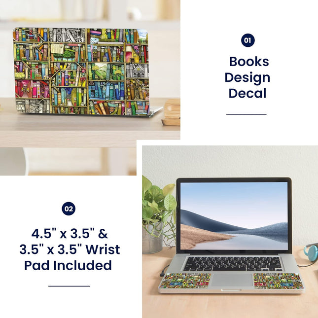 15.6 Inch Books Design Laptop Skin Sticker with 2 Wrist Pads