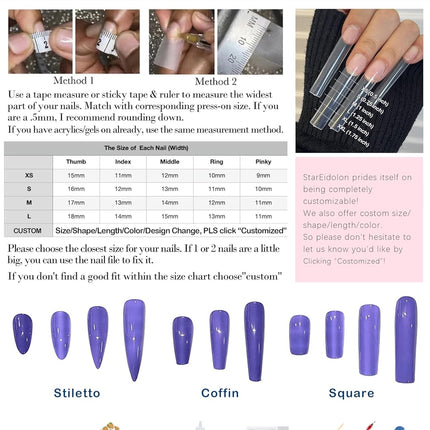 PawHaven RefugioPata PAINTED White False Nails Set Coffin Press on Nails Pressons Kit Medium — Pet Supplies