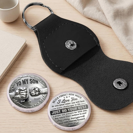 SourceToHome FuenteACasa To My Son Coin Pocket Hug, Custom A Hug From Dad Coin — Home & Lifestyle