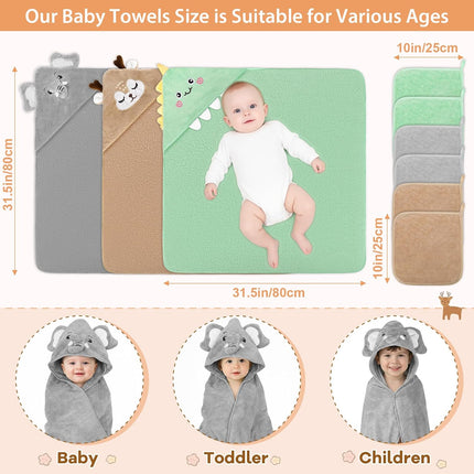 9-Piece Baby Bath Towel Set for Newborns, Infants & Toddlers