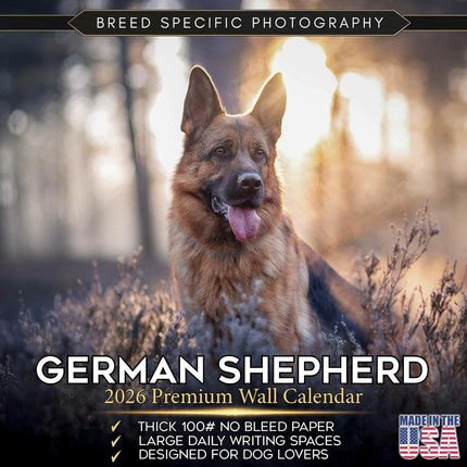 German Shepherd 2026 2027 Wall Calendar, 16-Month Academic Year