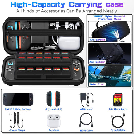 Protective Hard Shell Travel Carrying Case with 24 Game Cartridge Slots
