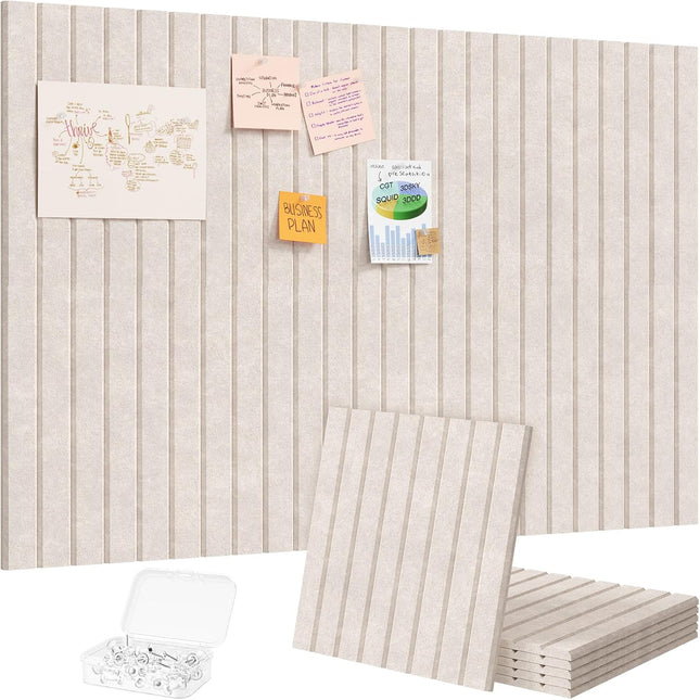 Felt Slatted Bulletin Board Panels, 6 Pack, Oatmeal
