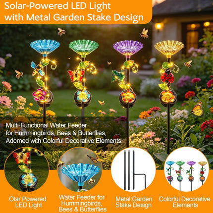 Solar Hummingbird Feeder with LED Garden Light