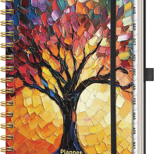 Academic Planner 2026-2027, July 2026-June 2027, Weekly & Monthly, 5.7 x 8.3, Hardcover Spiral-Bound Agenda, Colourful Tree