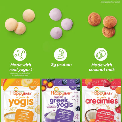 Organic Yogurt & Fruit Baby Snacks, 3 Flavor Variety Pack, 1 oz Pack of 3