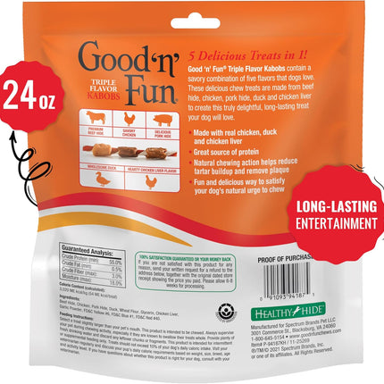 Triple Flavor Kabobs Long-Lasting Dog Treat, Beef Hide and Chicken, 24 oz