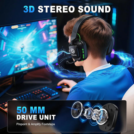 2.4GHz Wireless Gaming Headset, Lunar Black