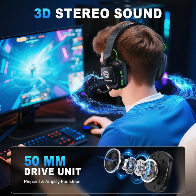2.4GHz Wireless Gaming Headset, Lunar Black