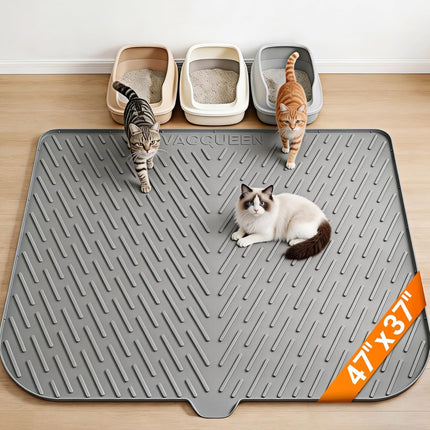 47" x 37" Extra Large Grey Silicone Cat Litter Box Mat
