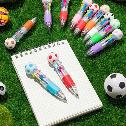 18-Piece Soccer Mini Multicolor 4-in-1 Retractable Ballpoint Pen Set