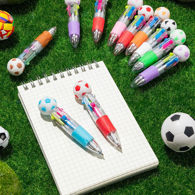 18-Piece Soccer Mini Multicolor 4-in-1 Retractable Ballpoint Pen Set
