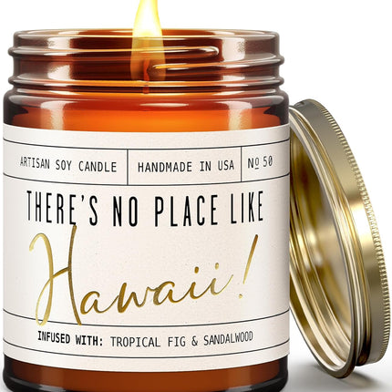 Hawaii Gifts, Hawaii Decor for Home Candle - Tropical Fig & Native Sandalwood, 9 oz Jar