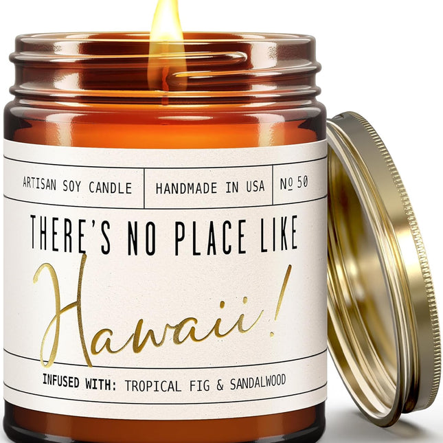 Hawaii Gifts, Hawaii Decor for Home Candle - Tropical Fig & Native Sandalwood, 9 oz Jar