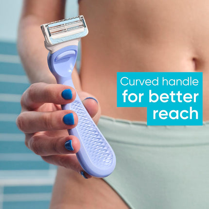 Intimate Grooming Women's Razor for Pubic Hair and Skin, Handle + 3 Refills