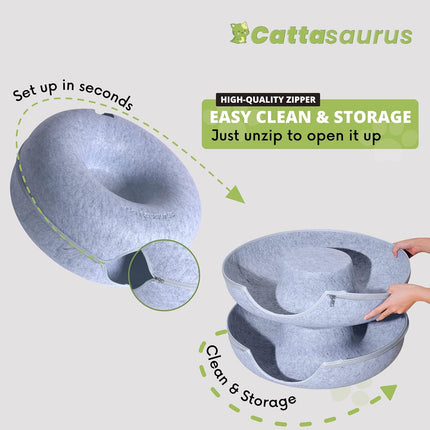 Light Gray Large Peekaboo Cat Cave Donut Bed for Large Indoor Cats