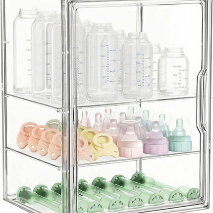 Baby Bottle Storage Organizer, Large 3-Tier Clear Acrylic Countertop Container