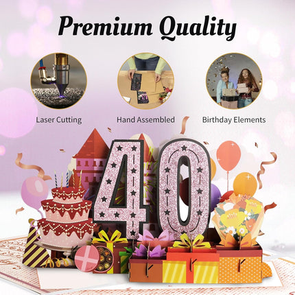 Pink Jumbo Pop-Up 40th Birthday Card for Women