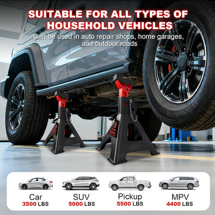 3 Ton Adjustable Jack Stands, 11-17 in., 1 Pair