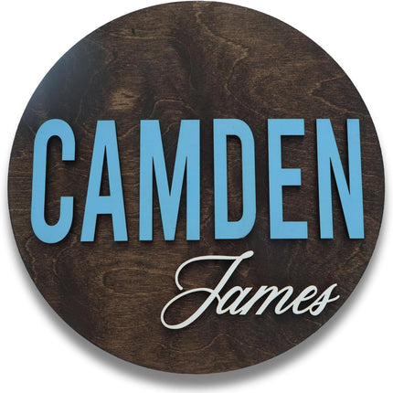 Custom Round Nursery Name Sign, Personalized 3D Wooden Wall Plaque