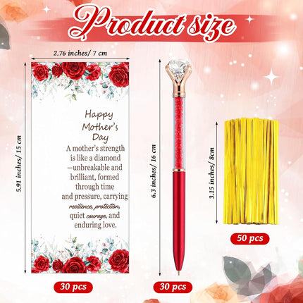 SourceToHome FuenteACasa 30 Sets Mother's Day Gift Bulk Diamond Pens with Crystal Top Cute — Home & Lifestyle