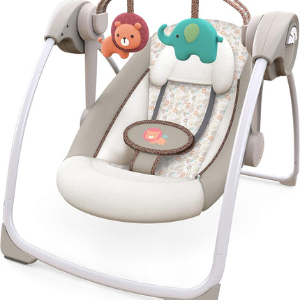 Compact Portable 6-Speed Plush Baby Swing with Music