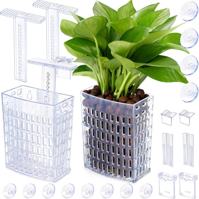 Transparent Adjustable Aquarium Plant Holders, 2 Pack