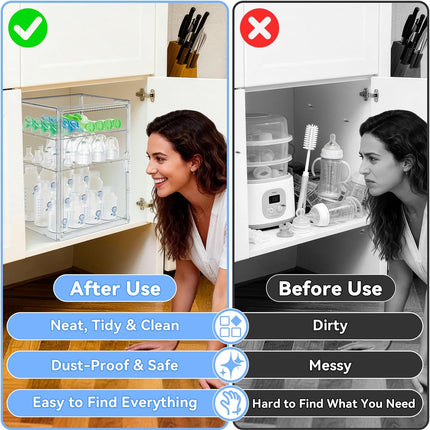 X-Large Clear Baby Bottle Storage Organizer for Countertop