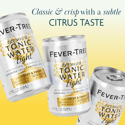 Light Premium Tonic Water - Low-Calorie Mixer, 24 x 5.1 oz Cans