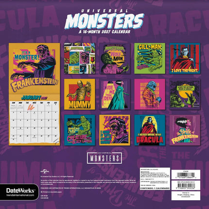 2027 Classic Monsters Wall Calendar