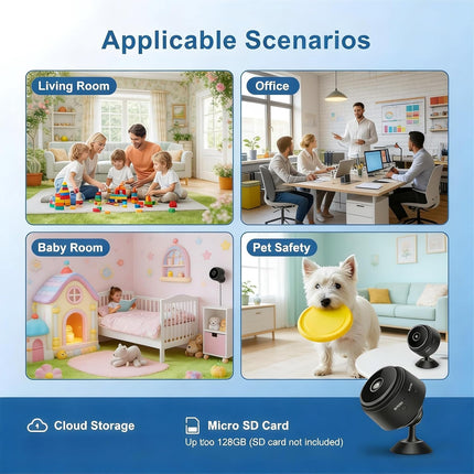 Hidden Camera for Home Use, Mini Security WiFi Camera, HD 1080P Outdoor/Indoor Night Vision Cam for Baby, Pets, Compatible with Smartphone, Tablets N/J (6 PCS Mini)