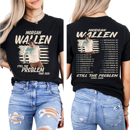 Country Music Tour Style T Shirt Vintage American Flag Print Casual Short Sleeve Concert Tee - Black Adult XXL