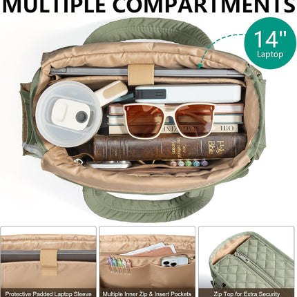 Large Quilted Puffer Bible Bag for Women with Shoulder Strap