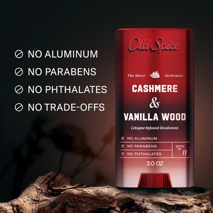 Aluminum Free Men's Deodorant, Cashmere + Vanilla Wood Scent, 3.0 oz