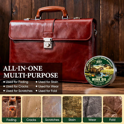 4-in-1 Mink Oil Leather Conditioner and Cleaner 3.52 oz