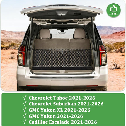 3-Layer SUV Cargo Net with Zipper Bag, 2021-2026 Fit