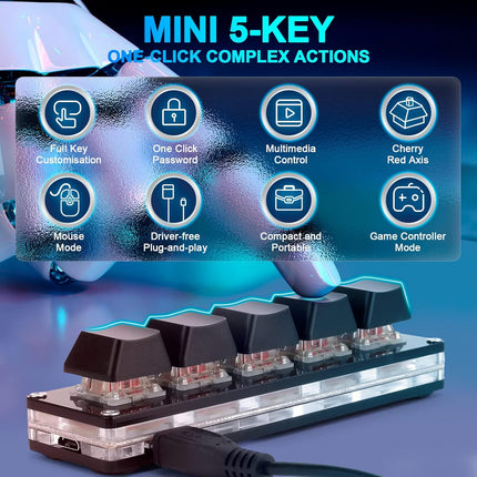Upgrade Black 5-Key Mini Macro Mechanical Gaming Keypad