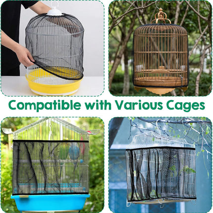 2-Piece Adjustable Bird Cage Seed Catcher Mesh Cover